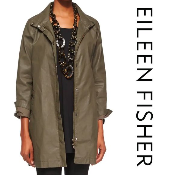 Eileen Fisher Waxed Twill Aline Jacket 